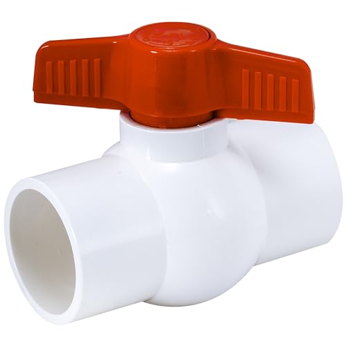 Eastman 1-1/2 Inch Slip Schedule 40 PVC Quarter Turn Ball Valve, Brass Plumbing Fitting, 20119