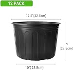 12 Pack 5 Gallon Nursery Pots Thickened Soft Plastic Plant Pots with 20 Pcs Waterproof Plastic T-Type Plant Tags and 2Pcs/Set Transplanting Digging Mini Tools