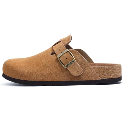 Image of Litfun Unisex Genuine Suede Clogs Comfort & Soft Cork Footbed Potato Shoes