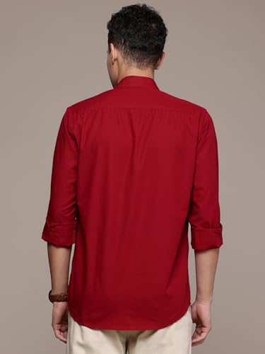 Image of Men's Cotton Linen Solid Shirt | Slim Fit Full Sleeve Casual Shirt | Lightweight | Breaethable | Stylish