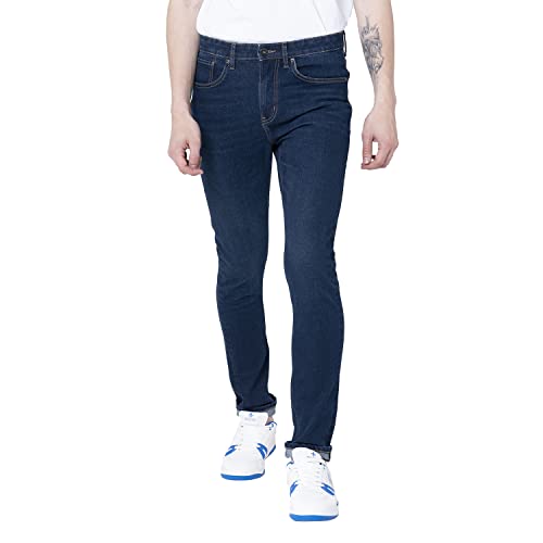 Image of Red Tape Men's Tinted Dark Blue Solid Skinny Jeans