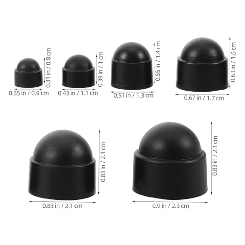 Tapas de tuercas y tornillos FRCOLOR: 145 piezas de nylon negro para un acabado seguro. 2
