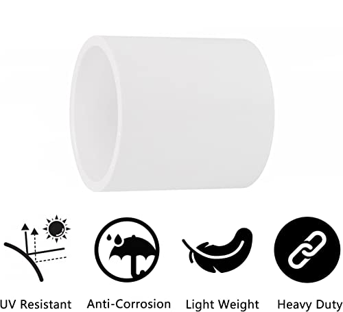 10Pack 1-1/2" PVC Pipe Coupling Adapter Pipe Fittings (Socket x Socket) Contractor Pack Schedule 40 Heavy Duty 1.50 Inch PVC Slip Socket Connectors for DIY PVC Shelf Garden Support Structure, White
