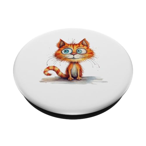 funny animal amazing cat PopSockets Swappable PopGrip, Black - Image 2