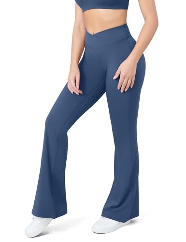 Image of HEGALY Women's Flare Yoga Pants - Crossover Flare Leggings Buttery Soft High Waisted Workout Casual Bootcut Pants