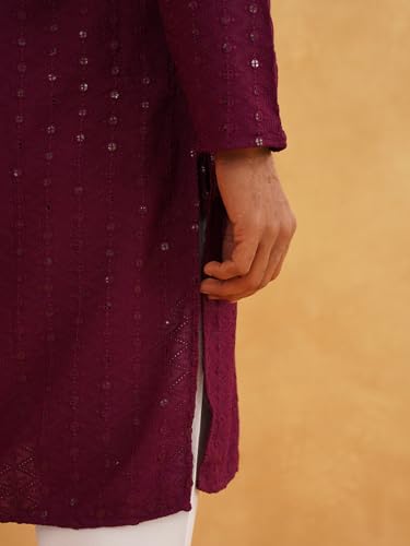 Image of SOJANYA Premium Embellished Cotton Kurta with Sequin Detailing