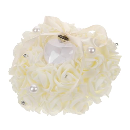 CONGARTENO Heart Shaped Wedding Bearer Cushion Delicate and Roses Decor for Wedding Ceremony Engagement Proposal and Special Occasions