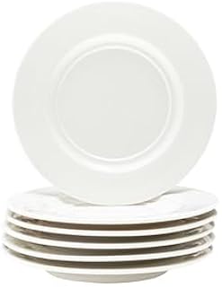 Vikko Appetizer Plate, Set of 6 Restaurant Style 6" Round Saucer Plates, Fine Porcelain Dessert Plate, Dishwasher Safe
