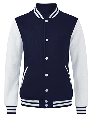 Yuji Itadori Varsity Jacket Women Girl Vintage Casual Fit Lightweight Button Down College Baseball Letterman Jacket (Blue White-M)