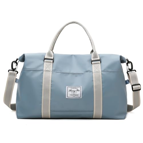 Dry Wet Separated Tote Gym Bag for Women with Shoulder Strap Hospital Bag for Labor and Delivery Blue