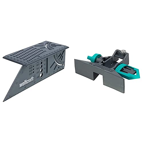 Wolfcraft 5221000 gramil para metros plegables, para trazar y dibujar piezas de trabajo PACK 1, Negro y verde + 5208000 - Escuadra (Regla) 3D