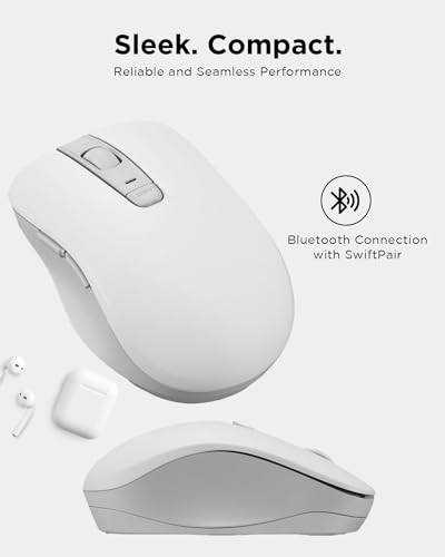 Image of Lenovo Bluetooth Silent Mouse (WL300) - 5 Button Computer Mouse with Silent Left & Right Click - Sculpted Grip, Microsoft Swift Pair, Up to 1600 DPI (White)