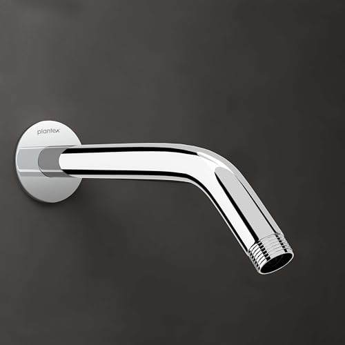 Image of Plantex 9-Inch Round Bend Shower Arm for Overhead Shower /Stainless Steel Shower Pipe /Wall Mount Bathroom Fitting with -Inch Thread - Pack of 1 (Chrome)