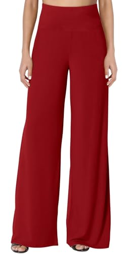 JZC Women's Palazzo Lounge Pants Stretchy Wide Leg Casual Pants Comfy High Waist Flowy Pants S-3XL