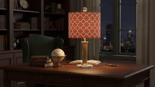Image of Aspen Creative 31096 Transitional Drum (Cylinder) Shaped Spider Construction Lamp Shade in Orange, 12 inch Wide (12 inch x 12 inch x 10 inch)