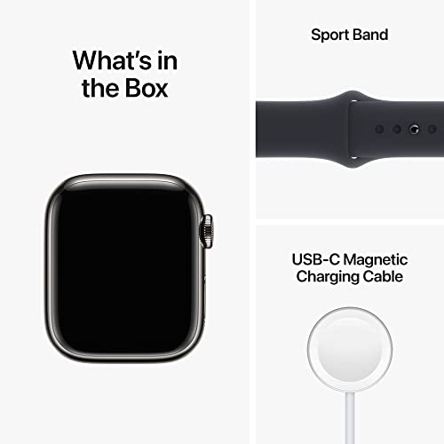 Image of Apple Watch Series 8 [GPS + Cellular 41 mm] Smart Watch w /Graphite Stainless Steel Case with Midnight Sport Loop. Fitness Tracker, Blood Oxygen & ECG Apps, Always- On Retina Display, Water Resistant