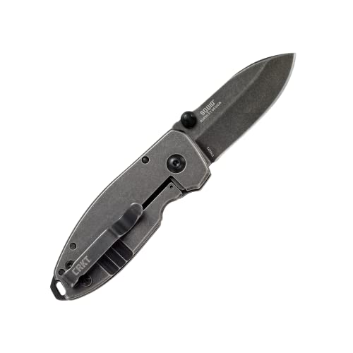 Crkt Squid Folding Pocket Knife: Compact Edc Straight Edge Utility Knife With Stainless Steel Blade And Framelock Handle - Black Stonewash 2490Ks #TOP1