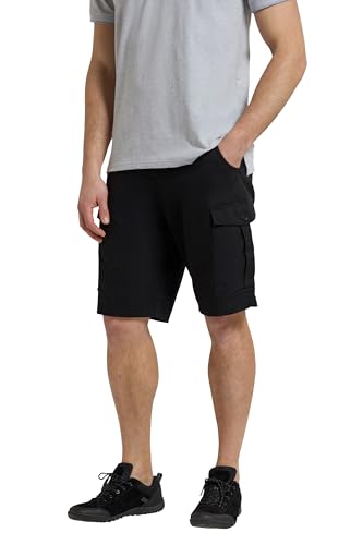 Mountain Warehouse Lakeside Mens Shorts - 100% Durable Twill Cotton Cargo Shorts Durable Shorts 6 Pockets - Spring Summer Walking Running Hiking & Camping Black Mens W34