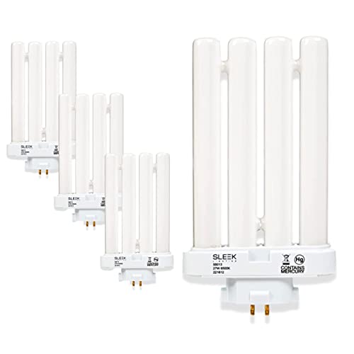 Sleeklighting 27 Watt T5 Quad Tube Cfl 4 Pin Gx10Q-4 Base Light Bulb 6500K 1450Lm - Compact Fluorescent -Daylight White Light 4Pack #TOP17