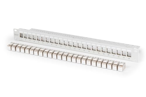 DIGITUS Patchpanel Set – 19 Zoll 1HE – 24x Cat 6A Keystone-Modul DN-93615