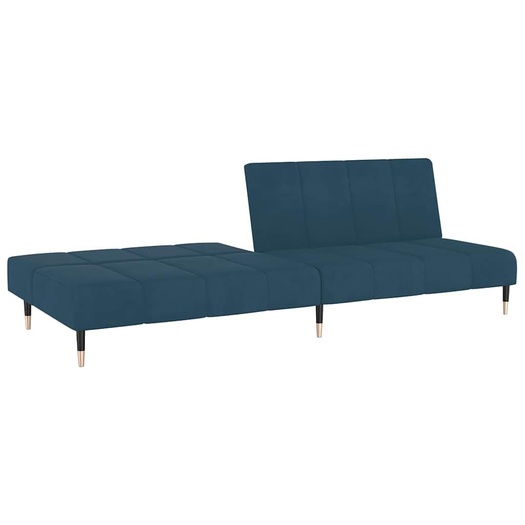 Sofa do spania 2-osobowa, niebieska, aksamitna rama drewniana, 200 x 84,5 x 69 cm, wygodny mebel tapicerowany do salonu i pokoju gościnnego, rozkładana kanapa i łóżko, idealna do relaksu i