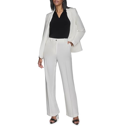 H HALSTON Women's Straight Leg Woven Suiting Pant2