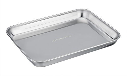TeamFar 304 18/8 Stainless Steel Toaster Oven Pan Tray Ovenware, 7''x9''x1'', Heavy Duty & Healthy, Mirror Finish & Easy clean, Deep Edge, Dishwasher Safe (18/8 Steel)