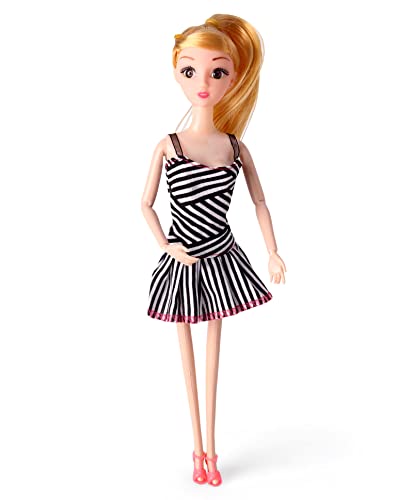 Image of Tickles Fashion Doll with 3D Eyes, Folding Hands & Glittering Dress Real Cloth Doll Set for Girls (Design May Vary Size: 30 cm)