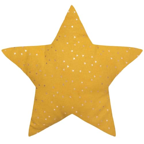Atmosphera - Coussin Enfant Berlingot étoile - Coton - Jaune Ocre - 40x40 cm