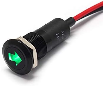 PLB12MS 12mm 1/2″ 12V LED Metal Signal Indicator Pilot Dash Light (Single Arrow (Green))