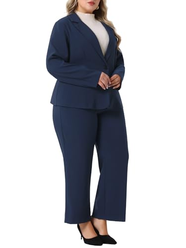 Agnes Orinda Plus Size Suit Two Piece Outfits for Women Business Office Blazer Jacket and Pants Suit Set2