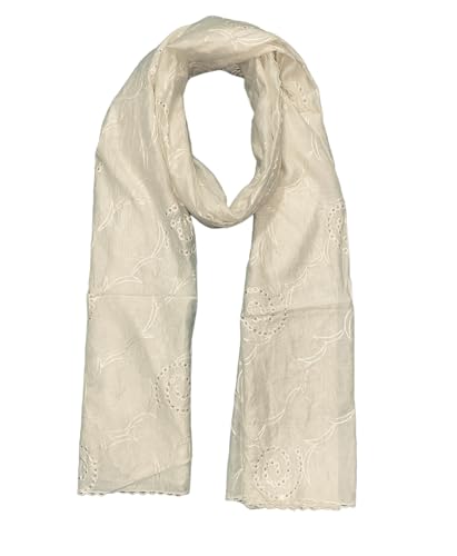 Image of LKC WOMEN'S SEQUENCE EMBROIDERED SELFDESIGN SOFT COTTON CHANDERI DUPATTA