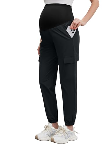 Image of POSHGLAM Women's Maternity Joggers Casual Scrub Pants Quick-Dry Lightweight Active Pants