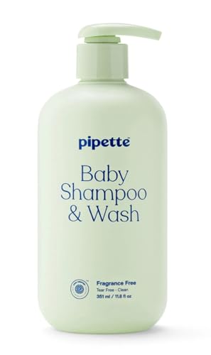 Image of Pipette Baby Shampoo and Body Wash - Fragrance Free, Tear-Free Bath Time, Hypoallergenic, Moisturizing Plant-Derived Squalane, New Formula, 11.8 fl oz