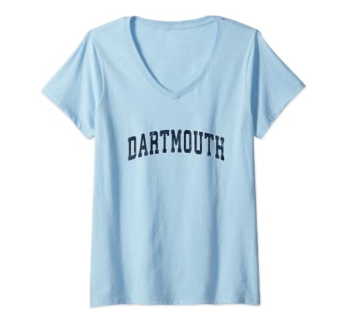 Womens Dartmouth Massachusetts MA Vintage Sports Design Navy Design V-Neck T-Shirt