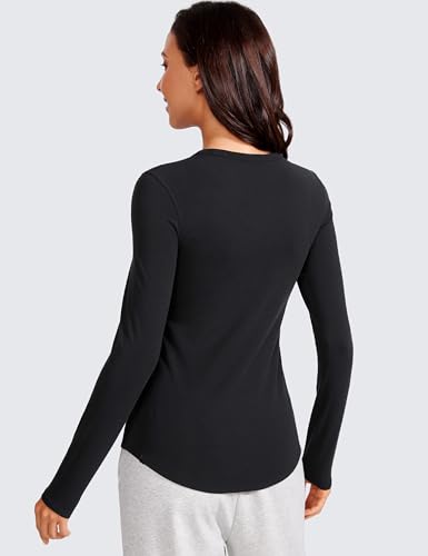 CRZ YOGA Womens Long Sleeve Shirts Stretchy High Crewneck Slim Fitted Shirt Fall Casual Basic Layer Tee Tops2