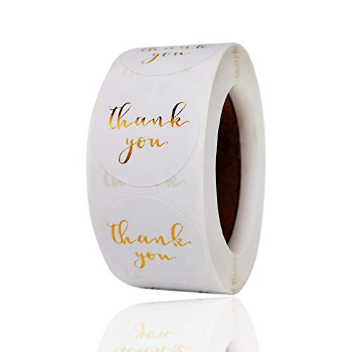 1" Thank You Stickers, Gold Foil Font Thank You Stickers Roll For Bubble Mailers, Packaging Bags, Boxes, Envelopes, Gifts Wraps For Sealing And Decoration, 500 Labels Per Roll #TOP28