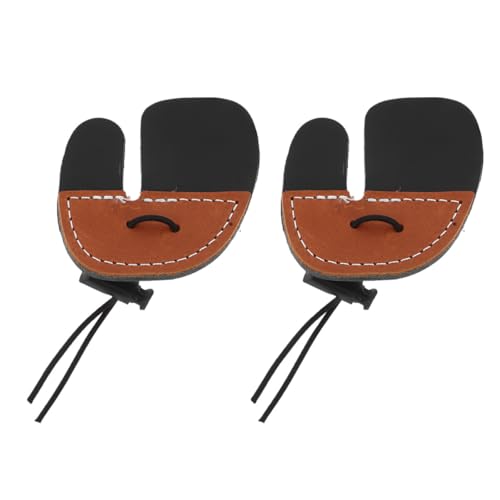 HOODANCOS 2個 な弓道用指保護タブ 耐久性のあるダブルレイヤー皮革製フィンガーガード 弓矢練習用弓指ガード 簡単着脱で広い技術に対応 指の