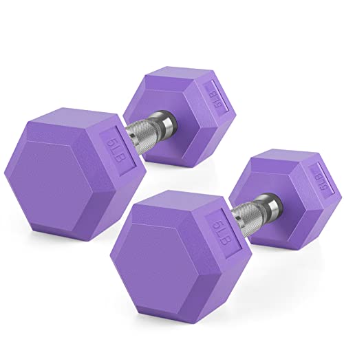 Portzon 8 Colors Options Compatible With Set Of 2 Rubber Dumbbell Weight, Anti-Slip, Anti-Roll, Hex Shape #TOP18