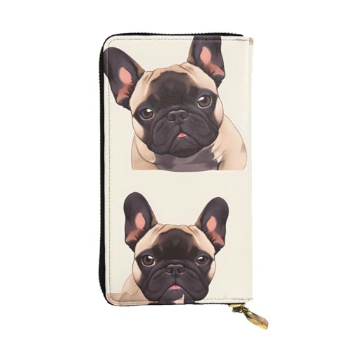 French Bulldog Dog Prints Leather Long Clutch Wallet for Fashionable Girls and Women - Durable, Stylish, and Functional, Black, One Size