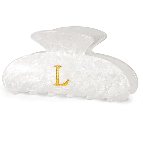 Image of Birthday Gifts for Teens Girls - Initial Letter Hair Clips | Personalized Gifts | Personalized Hair Claws | Birthday Gifts for Women | Christmas Gift for Teens Girl Stocking Stuffers - White,L