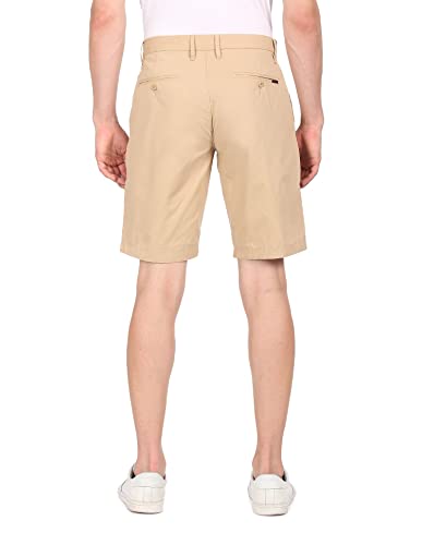 Image of U.S. Polo Assn. Men Light Khaki Flat Front Slim Fit Regular Shorts