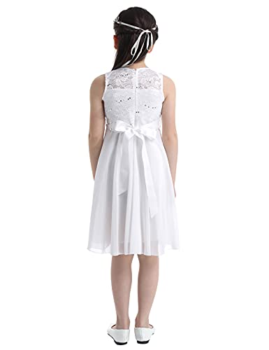 Hularka Kids Girls Sequined Floral Lace Flower Girl Dress Sleeveless Wedding Party Dress Pageant Proms Ball Gown3
