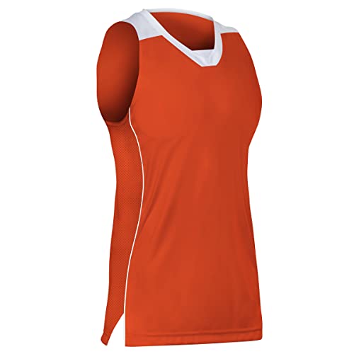 Prime Basketball Jersey, Girl's Large, Orange with White Trim