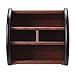 Siveit Wooden Desk Organizer, 4 Compartment Revolving Wood Desktop Organizer Office Supplies Rotating Remote Control Caddy Holder (Desk Organizer-4)