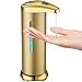 Automatic Soap Dispenser Touchless IPX4 280ml Gold Soap Dispenser with Infrared Sensor & Visual Window Quantitative Battery Powered Stainless Steel Soap Dispenser for Kitchen Bathroom