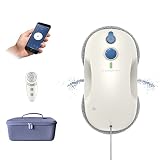 Tosima Robot Limpiacristales, Robot Limpieza de Ventanas Electrico, Sistema de Seguridad, Navegación Inteligente, Control Remoto, para Todas Las Superficies Lisas, con 12 Trapo (W3, White)
