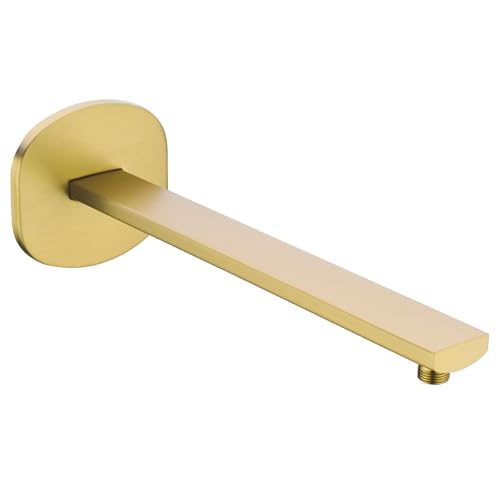 SEABEFORE 16 Inch Shower Arm with Flange,Stainless Steel Extension Extender Pipe for Fixed Rain Shower Head,Extra Long High Rise Shower Head Extension Arm,Champagne Bronze,SE-91119-16CB