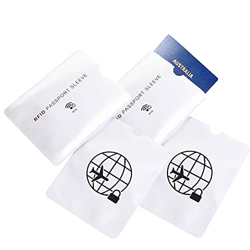 4Pcs RFID Blocking Sleeves Passport Protectors, Identity Theft Protection Secure Sleeves Set (Passport Holder)