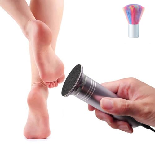 Removedor eléctrico de callos de pies, velocidad ajustable, máquina electrónica de eliminación de piel dura con 60 discos de papel de lija reemplazables (gris)